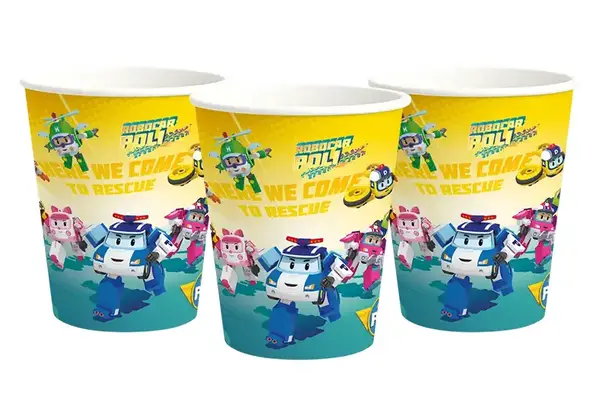 Паперові одноразові стаканчики 22872 Robocar POLI "Here we come to rescue" кольорові, 250 ml (6 шт) funmi купити