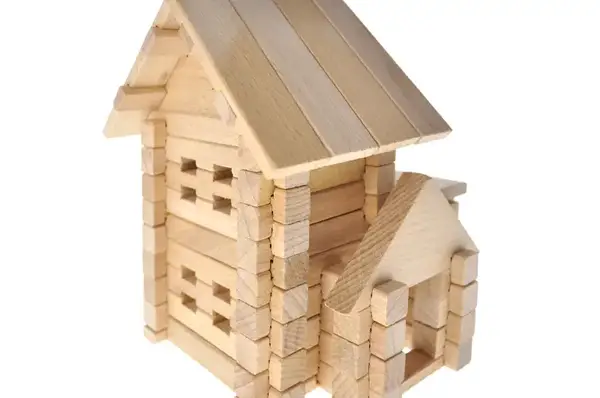 Конструктор дерев'яний QB700-004 "Будиночок з гаражем" 75 дет. Qbee купити недорого в Україні, фото 5