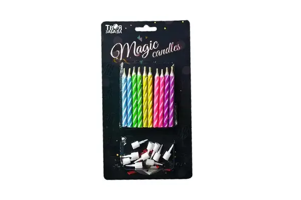 Свічки для торту незатухаюча 18584 "Magic" асорті ТМ "Твоя забава" (10шт.) купити