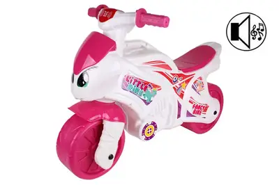 Мотоцикл музичний 7204 біло-рожевий принцеса на видувних колесах ТЕХНОК купити