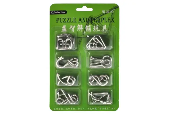 Головоломка металева E518 Unlock Metal Puzzle 8 елементів Зелена р.22*13,5*2см купити