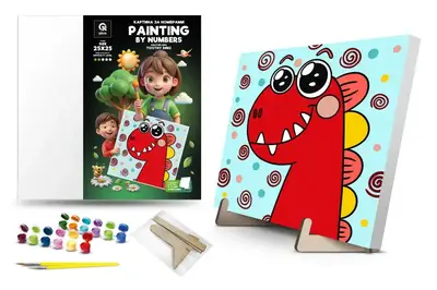 Набір для розпису по номерах 25х25 см QB900-076 "Зубатий Діно" з дерев'яною підставкою qbee Набір для розпису по номерах 25х25 см QB900-076 "Зубатий Діно" з дерев'яною підставкою qbee купити