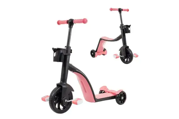 Самокат дитячий 3-х колісний SC823 2 в 1- велобіг та самокат, колеса EVA, рожевий купити