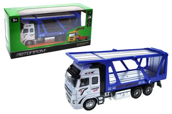 Машина металева AP7515D 1:38, автовоз, на батарейках, світло, звук, в коробці 25,5*12*9 см АВТОПРОМ купити