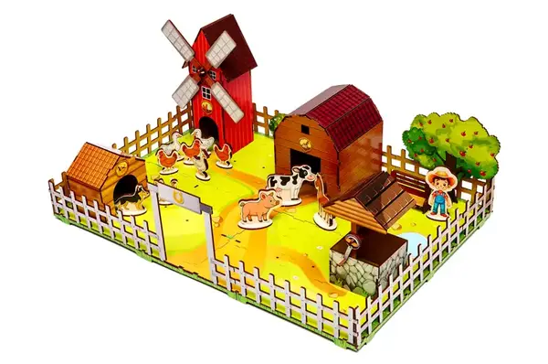 Конструктор Puz-00957 "Веселий фермер" 3D, дерев'яний, в коробці р.59х40х25 см PuzzleOk купити недорого в Україні, фото 6