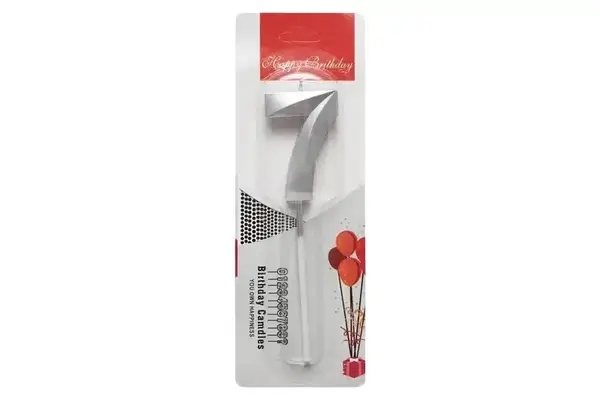 Свічка-цифра "7"18739 срібна 3D (5 см.) 1шт. ТМ "Твоя забава" купити