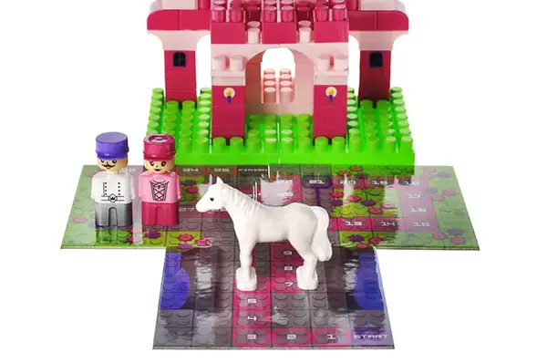 Конструктор блочний QB300-004 "Block&Steps: Замок Принцеси" + ходилка і меморі гра 3в1, 74дет. qbee купити недорого в Україні, фото 6
