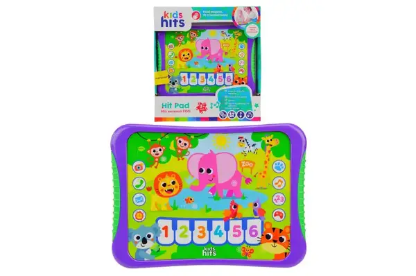 Планшет Kids Hits, KH01/005 "Мій веселий Zoo" на батарейках, на українській мові, назви тварин, звуки, вірші, мелодії, гра, р-р 23,8*17*2см, короб.25*27*4см купити