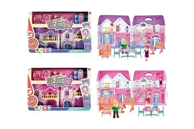 Ляльковий будинок 8253-2/8253-4 з ляльками, меблями батарейка, музика, світло 2 кольори кор.52*8*35 см купити
