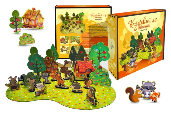 Дерев`яний 3D театр-конструктор "Казковий ліс" (25 елементів + ігрове поле 44/44 см) купити