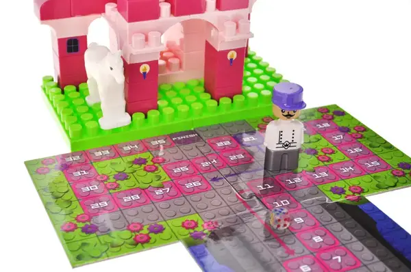 Конструктор блочний QB300-004 "Block&Steps: Замок Принцеси" + ходилка і меморі гра 3в1, 74дет. qbee купити недорого в Україні, фото 7