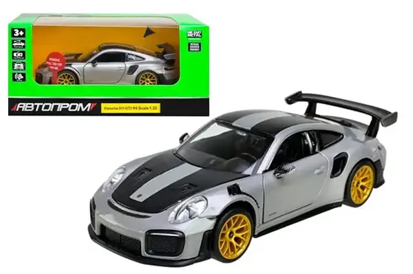 Машина металева 68705 1:32 "Porsche 911 GT2 RS", на батарейки, світло, звук, відкриваються двері, коробка 18x9x8 см АВТОПРОМ купити