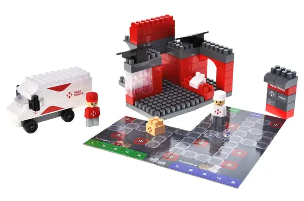 Конструктор блочний QB300-007 "Block&Steps: НОВА ПОШТА. Центральне відділення" + ходилка і гра 3в1, 91дет. qbee купити недорого в Україні, фото 6