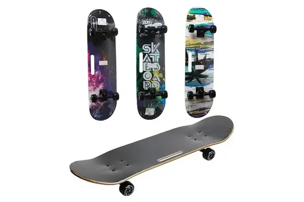 Скейт GSK-0018 дерев'яний, р.79*20*9см з ручкою, PU колеса, 3 види купити