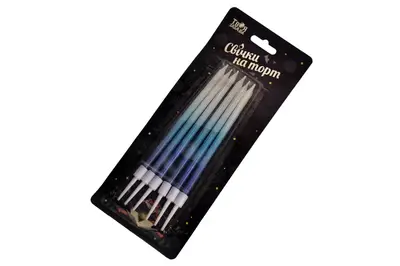 Свічки для торту Омбре біло-блакитне ТМ Твоя Забава (6 шт) 12 см купити