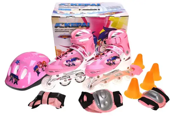 Ролики KEPAI 38-41р. рожеві (алюмінієва рама, PU колеса, зі світлом, шолом+захист) F1-D1/L р.27*32,5*19,5см купити