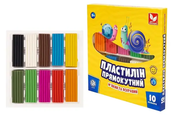 ПЛАСТИЛІН Школярик 303116003-UA прямокутний 10 кольорів купити