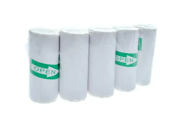 Папір-стрічка для міні принтера, клейка основа, білий, в кульку - 5 шт, ширина - 5,5 см (продаж упаковкою) купити