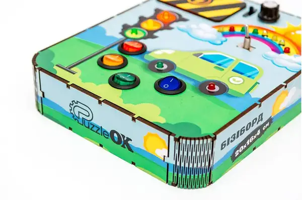 Бізіборд Puz-01023 "Світлофор"на батарейках, світло р. 20х16х4 см PuzzleOk купити недорого в Україні, фото 2