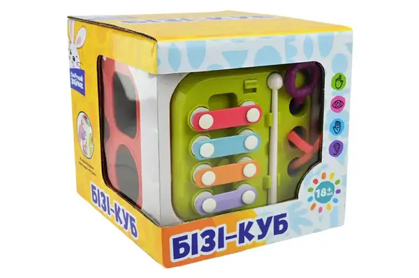 Бізікуб PL-724-87 "Сонячний зайчик", кожна панель активна, звук, р-р 14x14x14 см, короб.15x17x15 см купити недорого в Україні, фото 4