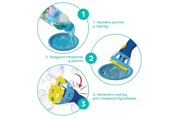 Генератор мильних бульбашок 200613 "Свинка Пепа" на батарейках + 450 мл DoDo купити недорого в Україні, фото 3