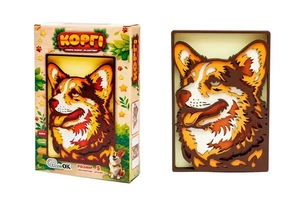 Картина 3D Puz-40002 "Коргі" дерев'яна PuzzleOk купити