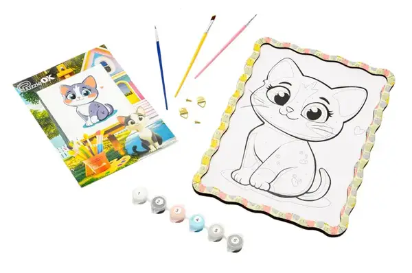 Картина по номерах Puz-22945 "Котик" дерев'яна, формат А4 PuzzleOk купити недорого в Україні, фото 2