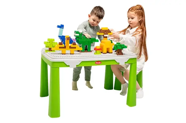 Стіл дитячий зі стільцем 04660/2 "Граємось та навчаємось" з конструктором 397 дет., зелений DOLONI купити недорого в Україні, фото 5