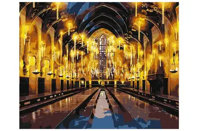 Набір для розпису по номерах KHO5233 WB "Harry Potter: Велика зала з фарбами металік" 40х50см IDEYKA купити