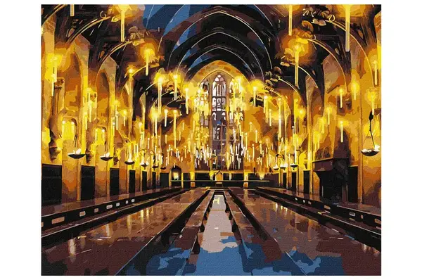 Набір для розпису по номерах KHO5233 WB "Harry Potter: Велика зала з фарбами металік" 40х50см IDEYKA купити
