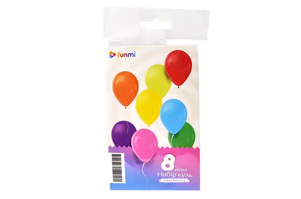 Набір з 8 повітряних кульок 22798 "Асорті без малюнка" 12"(30 см) ТМ "funmi" купити