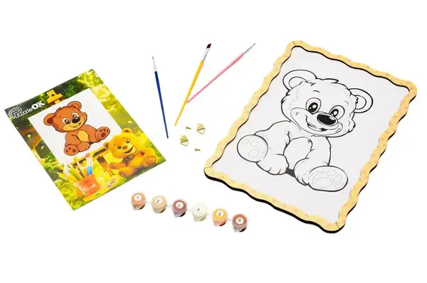 Картина по номерах Puz-22942 "Ведмедик" дерев'яна, формат А4 PuzzleOk купити недорого в Україні, фото 2