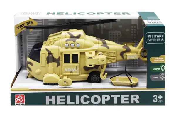 Вертоліт військовий інерційний, озвучений, зі світлом, 2кольори, в коробці RJ3373 купити недорого в Україні, фото 2