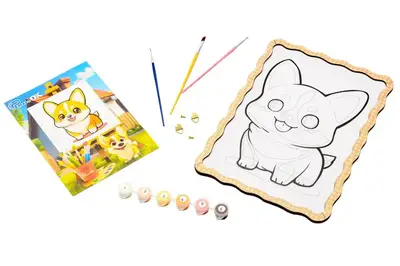 Картина по номерах Puz-22941 "Коргі" дерев'яна, формат А4 PuzzleOk купити