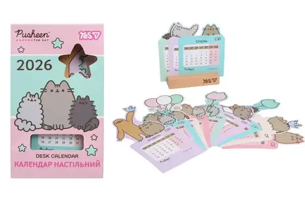 Календар"Pusheen" 270265 настільний, формовий на підставці на 2026 р. 13,5х22,3см. Yes купити
