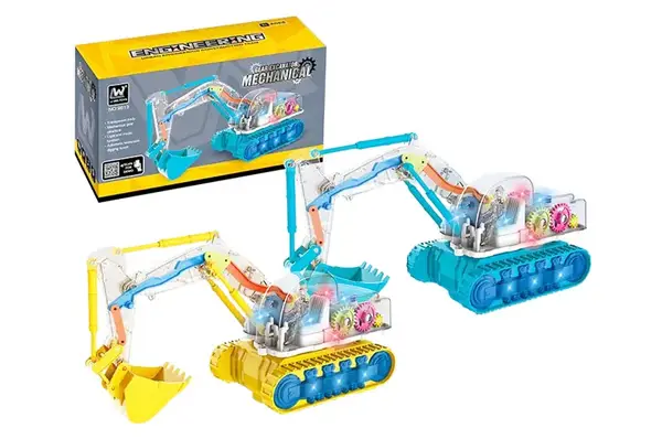 Екскаватор 9813 на батарейках, світло, звук, в коробці р. 25,8x14x10 см YG Toys купити