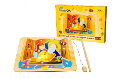 Пазл-сортер Puz-14473 "Курочка Ряба", магнітний в коробці р. 31.5x22x4.5 см PuzzleOk купити