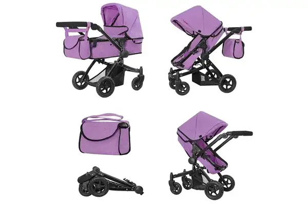Коляска для ляльки 2в1 MAESTRO 9651B PURPLE з сумкою метал.кор.52,5x15x38см CARRELLO купити