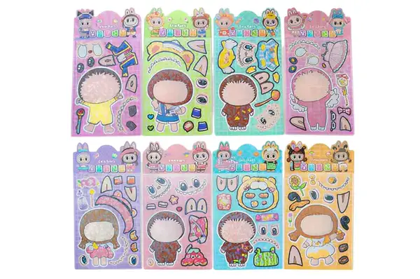 Наліпки гологафічні 763333ML Лабубу Емоції 11,5*21см. 8 дизайнів Malevaro купити