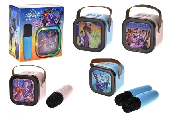 Караоке з 2 мікрофонами 188-K10A Зоотрополіс, блутуз колонка на акумуляторі,слот для карти пам'яті, р.13x7x14см купити