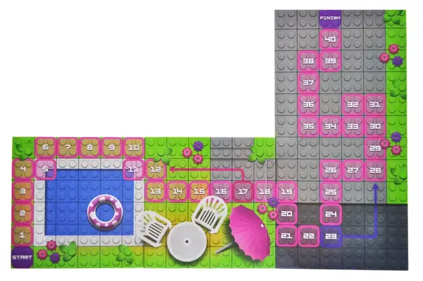 Конструктор блочний QB300-206 "Block&Steps: Рожева Вілла" + ходилка і меморі гра 3в1, 124дет. qbee купити недорого в Україні, фото 7