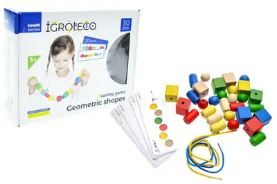 Дерев'яна гра-шнурівка "Геометрика" 30 дет. 900019 IGROTECO купити