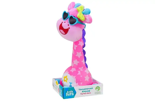 М'яка музична інтерактивна іграшка KH37-002 Жираф повтор голоса 11x34x14 см Kids hits купити недорого в Україні, фото 3