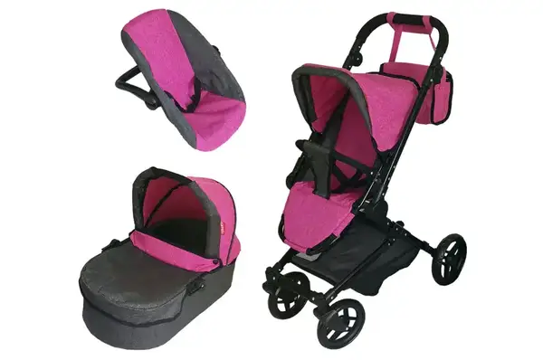 Візок для ляльки 3в1 9636 MAGIA ROSE RED з сумкою металевий, коробка 59,5x18,5x37,5 см CARRELLO купити недорого в Україні, фото 2