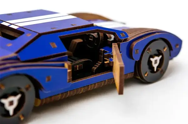 Конструктор Puz-26915"Fast Car GT" дерев'яний, 164 дет., синій, розмір моделі 23х6х11 см PuzzleOk купити недорого в Україні, фото 2