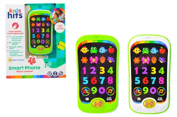 Телефон KH03/002 музичний, розвиваючий , 2 кольори мікс, на батарейках, коробка 13x5x18.5 см Kids Hits купити