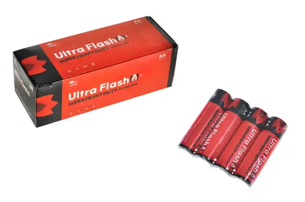 Батарейка Ultra Flash R6 AA сольова пальчик 40шт/уп, ціна за спайку 4 шт купити