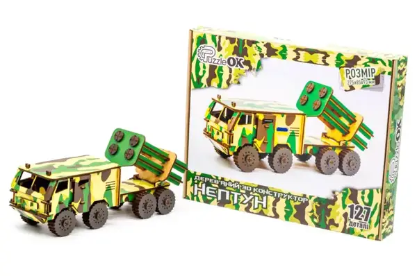 Конструктор Puz-00989"НЕПТУН" дерев'яний, 127 дет., р.27,5x8,5x9,3 см PuzzleOk купити