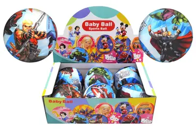 М'яч гумовий, обтягнутий тканиною, "Супергерой" в коробці 6 шт., V05014 р.13*13*13 см купити