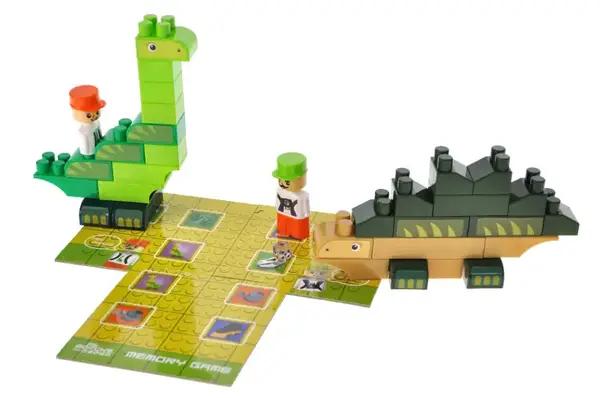 Конструктор блочний QB300-101 "Block&Steps: Земля динозаврів" + ходилка і меморі гра 3в1, 41дет. qbee купити недорого в Україні, фото 7